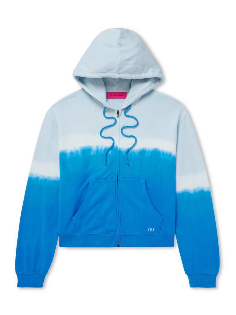 The Elder Statesman - Daily Embroidered Tie-Dyed Cotton-Blend Jersey Zip-Up Hoodie - Men - Blue - L von The Elder Statesman