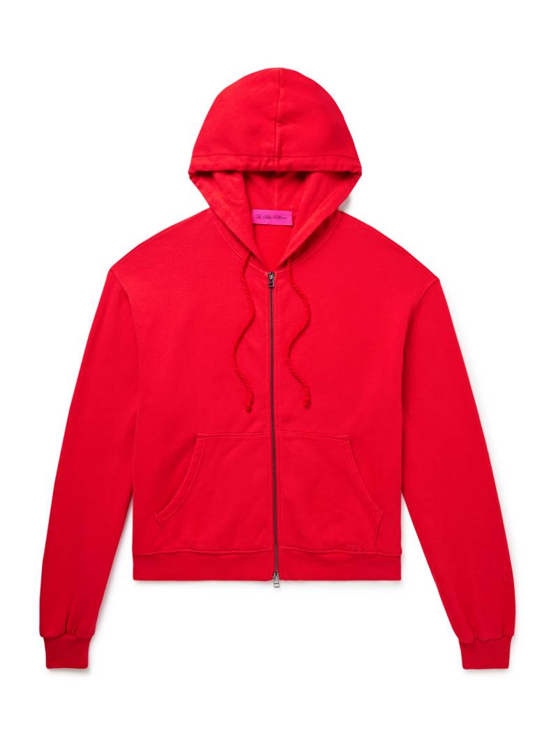 The Elder Statesman - Daily Logo-Embroidered Cotton and Cashmere-Blend Jersey Zip-Up Hoodie - Men - Red - L von The Elder Statesman