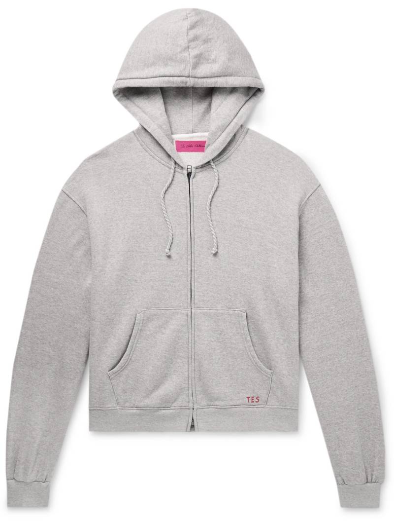 The Elder Statesman - Daily Logo-Embroidered Cotton and Cashmere-Blend Zip-Up Hoodie - Men - Gray - M von The Elder Statesman