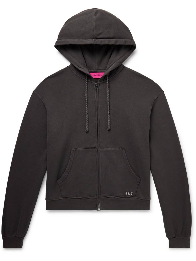 The Elder Statesman - Daily Logo-Embroidered Cotton and Cashmere-Blend Zip-Up Hoodie - Men - Gray - S von The Elder Statesman