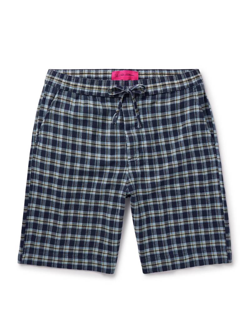The Elder Statesman - Dune Straight-Leg Checked Cotton Drawstring Shorts - Men - Blue - L von The Elder Statesman