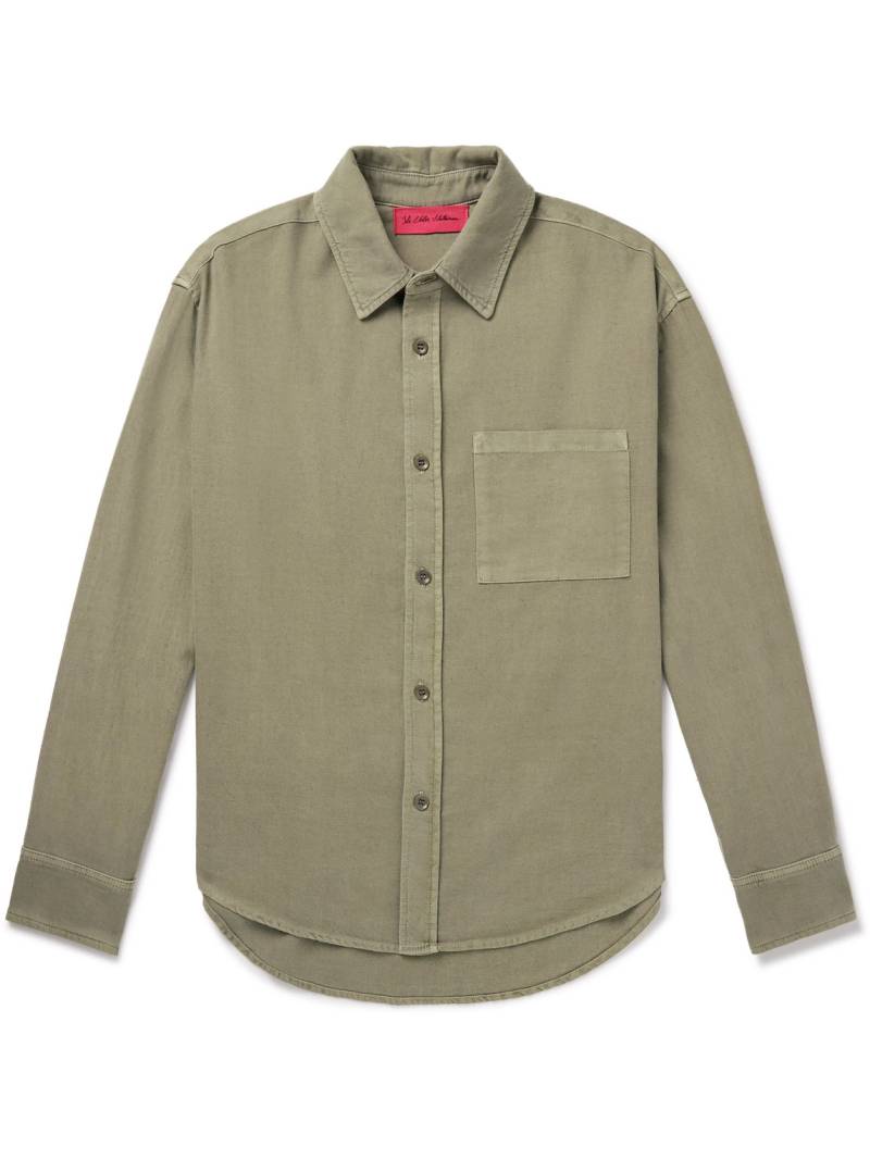 The Elder Statesman - Early Dawn Stonewashed Cotton and Silk-Blend Twill Overshirt - Men - Green - S von The Elder Statesman