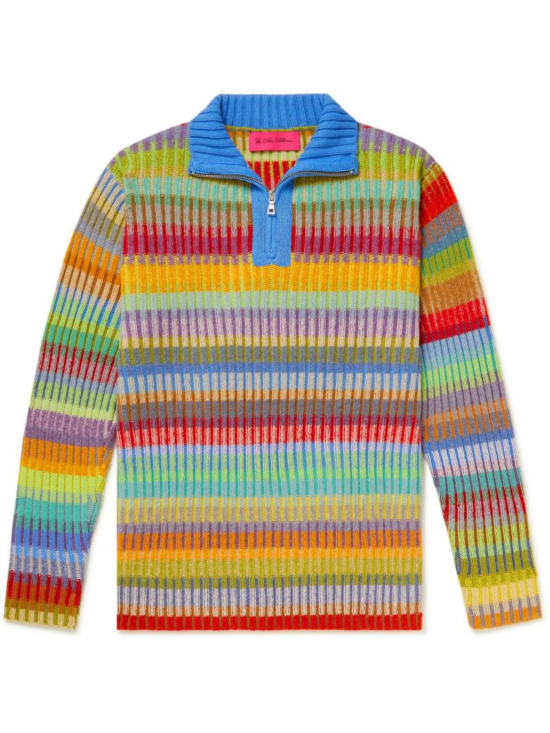 The Elder Statesman - Jolly Ribbed Striped Cashmere Half-Zip Sweater - Men - Multi - S von The Elder Statesman