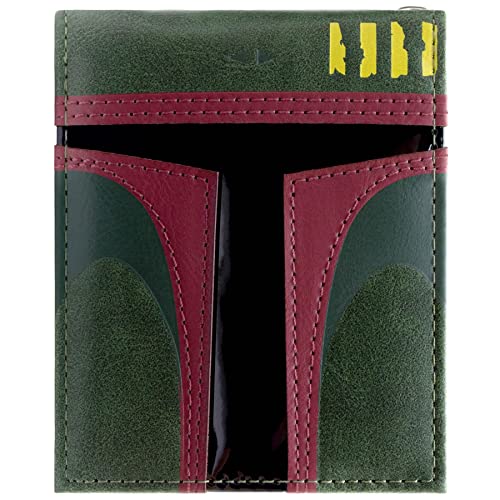 The Empire Strikes Back Star Wars Mandalorian Boba Fett Rüstungsabzeichen Helm Grün Bi-Fold Portemonnaie Geldbörse von Star Wars