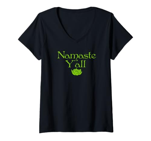 Damen Namaste Y'all Lotusblume T-Shirt mit V-Ausschnitt Damen Namaste Y'all Lotusblume T-Shirt mit V-Ausschnitt von The Enlightened Collection