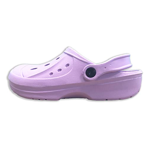 Mädchen Clogs Kinder Sandalen Hausschuhe Slip On Pantoletten Garten Pool Strand Freizeit Kinder, Flieder, 18 EU von The Essentials Wardrobe