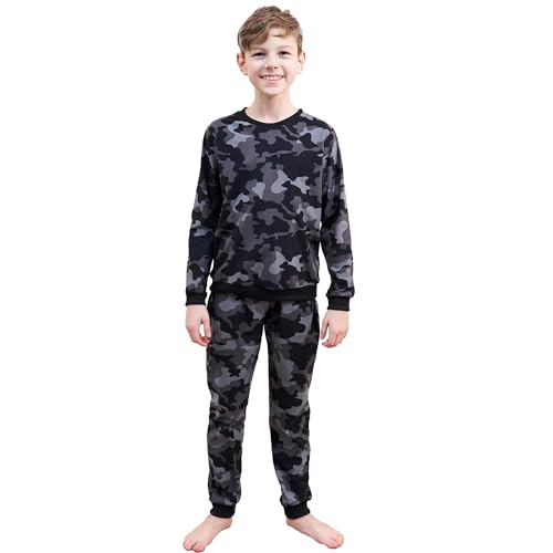 The Essentials Wardrobe LS Jungen Schlafanzug Set Camouflage Grau 8/9 Jahre Camouflage Grau 8-9 Jahre, Camouflage - Grau, 8-9 Jahre von The Essentials Wardrobe