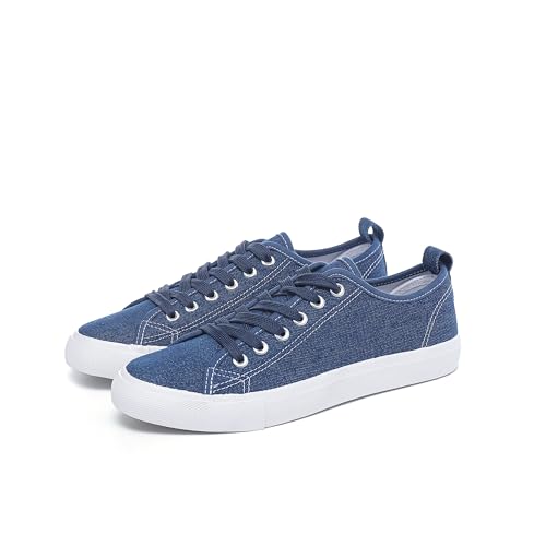 Canvas-Schuhe für Damen, lässig, niedrig, modisch, Tennisschuhe für Damen, mit extra Schnürsenkeln, Denim, 39.5 EU von The Fashion Supply