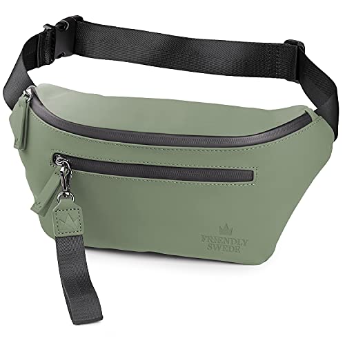 The Friendly Swede Bauchtasche Damen, Herren - Stylisch Gürteltasche Fanny Pack, Hüfttasche, Waist Bag VRETA Bum Bag (Grün Matt) von The Friendly Swede