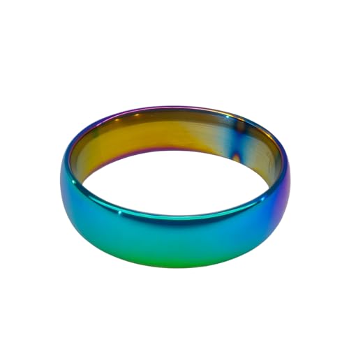 The Frienemy Store Schillernder Regenbogen-Edelstahl-Bandring, Farbwechsel, Blau, Größe 20 von The Frienemy Store