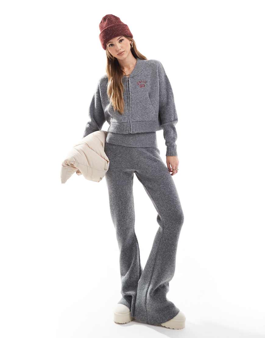 The Frolic - Exklusive Schlaghose aus Strick in Anthrazit mit Umschlagbund, Kombiteil-Grau von The Frolic