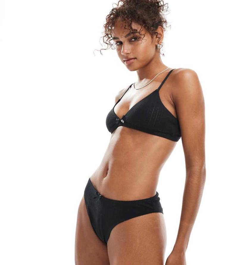 The Frolic - Exklusiver Pointelle-Slip in Schwarz mit niedrigem Bund, Kombiteil von The Frolic