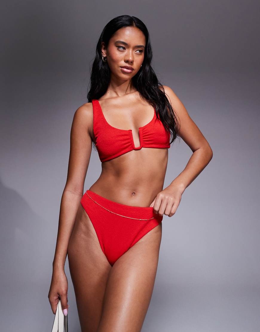 The Frolic - Exklusives Bikinioberteil in Rot mit Knitterstruktur, Kombiteil von The Frolic