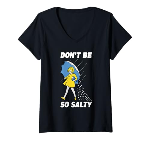 Damen Lustiges Retro Don't Be So Salty T-Shirt mit V-Ausschnitt Damen Lustiges Retro Don't Be So Salty T-Shirt mit V-Ausschnitt von The Funny Retro Don't Be So Salty Shirt Store