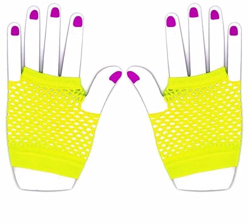 The Glowhouse 80er Jahre Neon Netzhandschuhe kurz und lang kräftige Farben von The Glowhouse