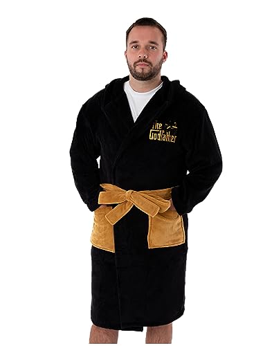 The Godfather Herren-Schwarze Kapuzenbademantel | Zeigen Sie Ihren Don mit diesem Godfather-Ankleidemantel | Klassischer Komfort und Stil für gemütliche Nächte und Lounge-Sessions von The Godfather