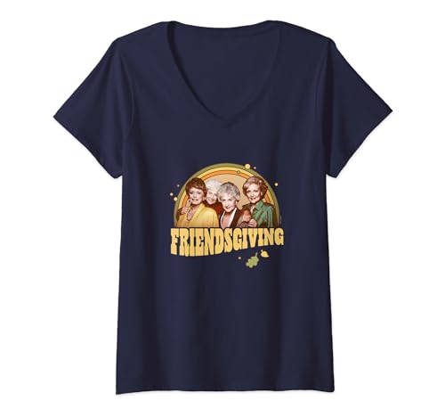 Damen The Golden Girls Thanksgiving Friendsgiving Group Shot Logo T-Shirt mit V-Ausschnitt von The Golden Girls
