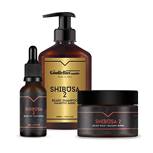 Bartset für Herren The Goodfellas' Smile Shibusa 2, 3 in 1 Geschenkset Bartpflege Herren - mit Shampoo Bart, Balsam, Öl - 100% Made in Italy von The Goodfellas' smile