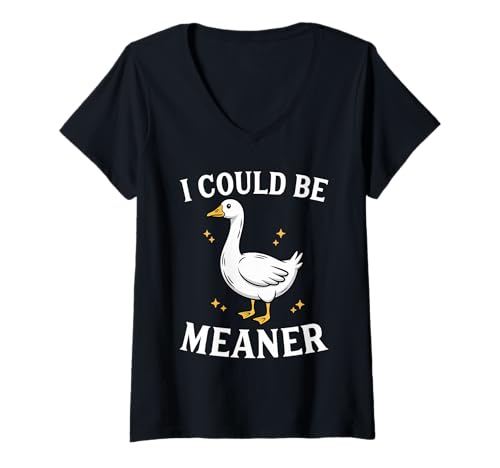 Damen I Could Be Meaner Goose Meme Lustiger Humor sarkastisches Tier T-Shirt mit V-Ausschnitt Damen I Could Be Meaner Goose Meme Lustiger Humor sarkastisches Tier T-Shirt mit V-Ausschnitt von The Goose Agenda