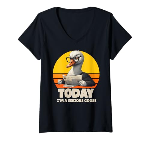 Damen Heute Bin ich eine ernste Gans, lustige dumme Gans, Gänseliebhaber T-Shirt mit V-Ausschnitt Damen Heute Bin ich eine ernste Gans, lustige dumme Gans, Gänseliebhaber T-Shirt mit V-Ausschnitt von The Goose Is Definitely Loose Gear