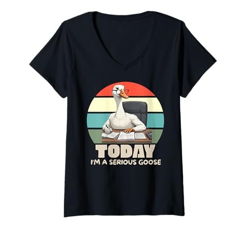 Damen Heute Bin ich eine ernste Gans, lustige dumme Gans, Gänseliebhaber T-Shirt mit V-Ausschnitt Damen Heute Bin ich eine ernste Gans, lustige dumme Gans, Gänseliebhaber T-Shirt mit V-Ausschnitt von The Goose Is Definitely Loose Gear
