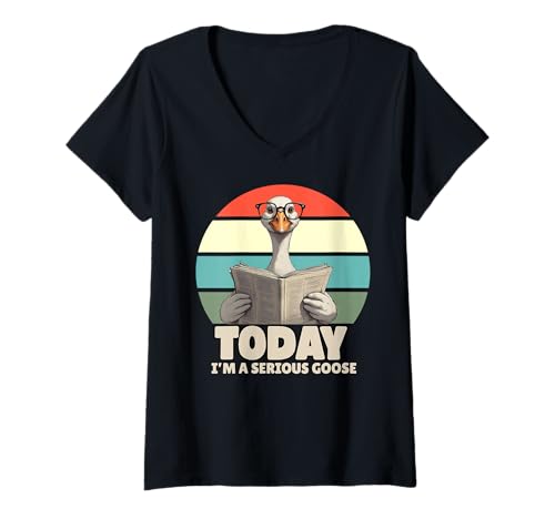 Damen Heute Bin ich eine ernste Gans, lustige dumme Gans, Gänseliebhaber T-Shirt mit V-Ausschnitt Damen Heute Bin ich eine ernste Gans, lustige dumme Gans, Gänseliebhaber T-Shirt mit V-Ausschnitt von The Goose Is Definitely Loose Gear
