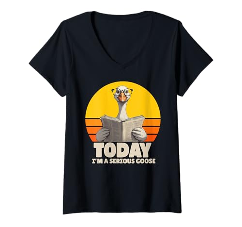 Damen Heute Bin ich eine ernste Gans, lustige dumme Gans, Gänseliebhaber T-Shirt mit V-Ausschnitt Damen Heute Bin ich eine ernste Gans, lustige dumme Gans, Gänseliebhaber T-Shirt mit V-Ausschnitt von The Goose Is Definitely Loose Gear