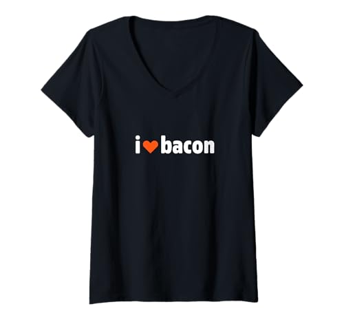 Damen I Love Bacon Frühstück Speck BBQ Fan T-Shirt mit V-Ausschnitt von The Grand Bacon