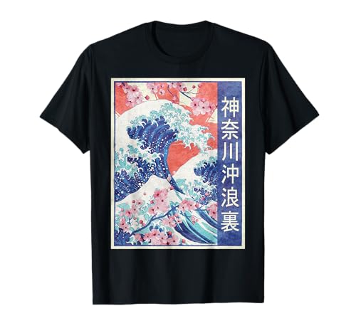 The Great Wave Off Kanagawa Hokusai Japanese Art - Herren T-Shirt Schwarz Klein EU 41 von The Great Wave Off Kanagawa Hokusai Japanese Art