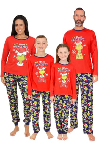 Jungen Mädchen Herren Damen The Grinch Merry Grinchmas passender roter Familien-Schlafanzug, Kinder, 11-12 Jahre von The Grinch