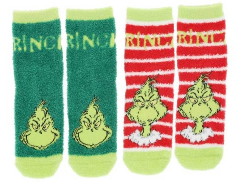 The Grinch ABS-Socken 2 Paar Anti-Rutschsocken Socken mit Grinch Motiv Weihnachten von The Grinch