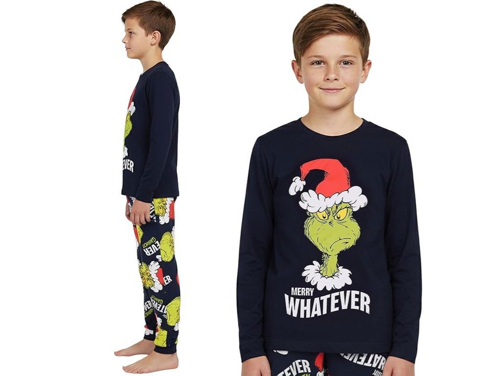 The Grinch Schlafanzug Pyjama Grinch Weihnachts-Pyjama für Jungen, zweiteilig, 100% Baumwolle von The Grinch