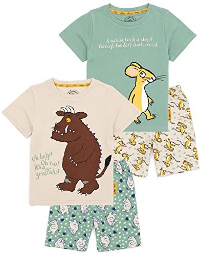 The Gruffalo Kinder 2er Pack Pyjama | Jungen Mädchen Kleinkinder Beige Grün Kurzarm T-Shirt Shorts Set | Monster Maus Charakter Thema Nachtwäsche Merchandise von The Gruffalo