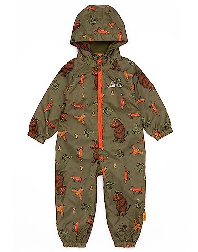 The Gruffalo Pfützenanzug Kinder Kleinkinder | Mädchen Jungen Eule Schlange Fuchs Maus Charaktere Alles in einem Wasserdichter Regenmantel | Braune Langarm-Play-Wanderjacke von The Gruffalo