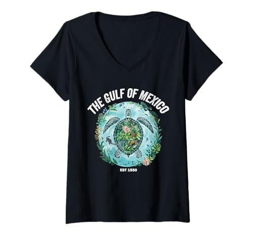 Damen Der Golf von MexikoTurtle Colorful Est 1550 mom Damen und Herren T-Shirt mit V-Ausschnitt Damen Der Golf von MexikoTurtle Colorful Est 1550 mom Damen und Herren T-Shirt mit V-Ausschnitt von The Gulf Of Mexico Est 1550 Turtle Colorful hat