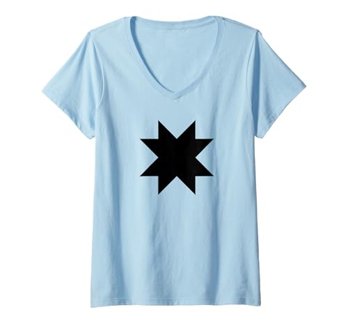 Damen MAPUCHE Flag Symbol GUNELVE 8 Punt Star T-Shirt mit V-Ausschnitt Damen MAPUCHE Flag Symbol GUNELVE 8 Punt Star T-Shirt mit V-Ausschnitt von The Guñelve