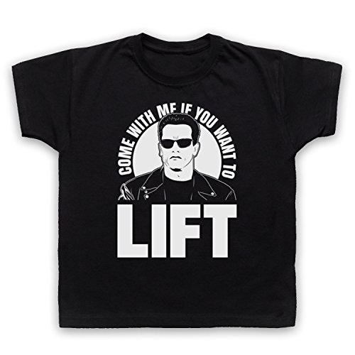 Arnold Schwarzenegger Come with Me If You Want to Lift Kinder T-Shirt, Schwarz, 12-13 Jahren von The Guns Of Brixton