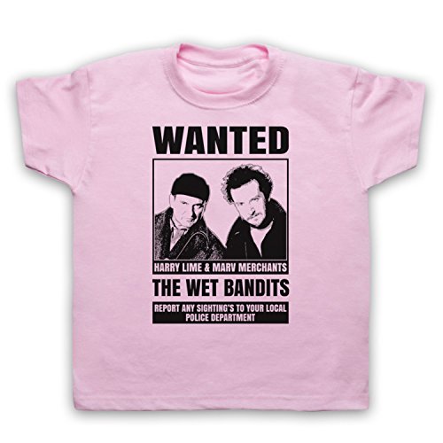 Home Alone The Wet Bandits Wanted Poster Kinder T-Shirt, Hellrosa, 7-8 Jahren von The Guns Of Brixton