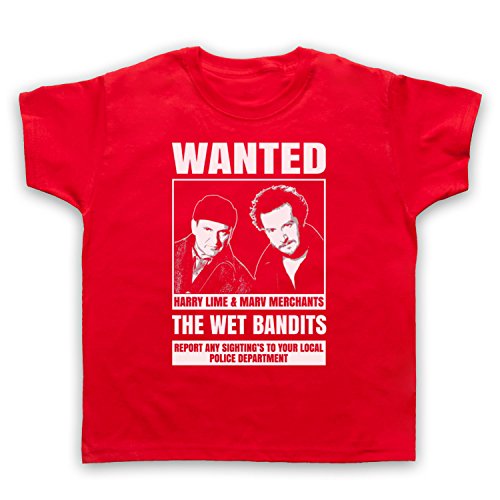 Home Alone The Wet Bandits Wanted Poster Kinder T-Shirt, Rot, 5-6 Jahren von The Guns Of Brixton