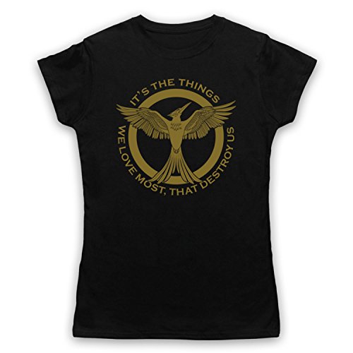 Hunger Games Mockingjay Things We Love Most Destroy Us Damen T-Shirt, Schwarz, Medium von The Guns Of Brixton