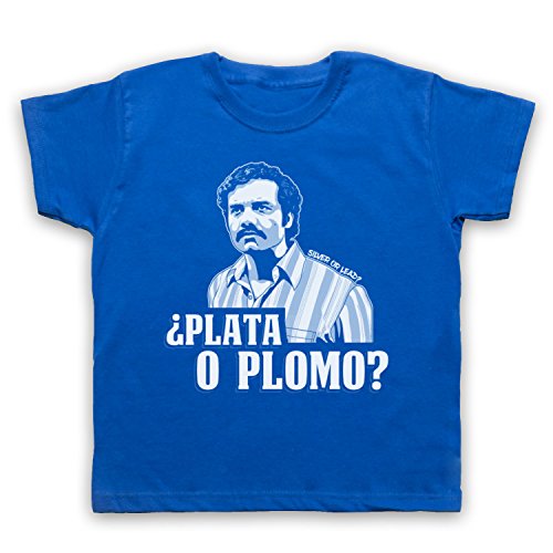 Narcos Pablo Escobar Plata O Plomo Silver Or Lead Kinder T-Shirt, Blau, 1-2 Jahren von The Guns Of Brixton