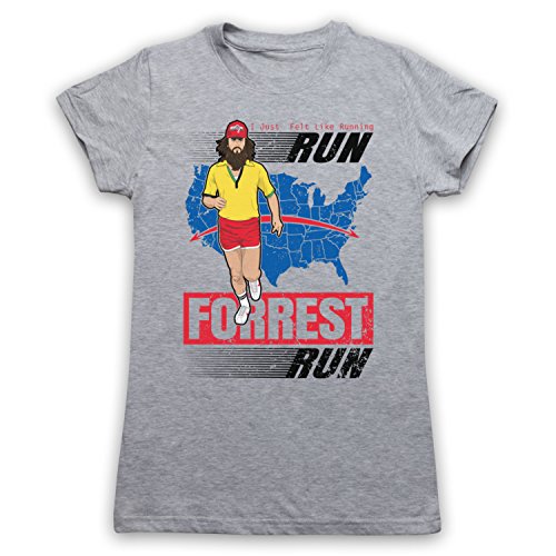 The Guns Of Brixton Forrest Gump Run Forrest Run Damen T-Shirt, Grau, Medium von The Guns Of Brixton