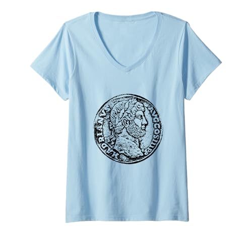Damen Die Hadrians-Sestertius-Münze alte römische Münze T-Shirt mit V-Ausschnitt Damen Die Hadrians-Sestertius-Münze alte römische Münze T-Shirt mit V-Ausschnitt von The Hadrian's Sestertius Coin