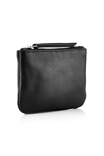 The Handbag Edit Coin Purse, Damen Münzbörse, Schwarz (Black Leather), 1x12x9 cm (W x H L) von The Handbag Edit