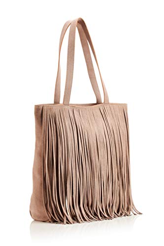 The Handbag Edit Fringed Tote, Damen Beige (Taupe/Light Gold), 10x36x36 cm (W x H L) von The Handbag Edit