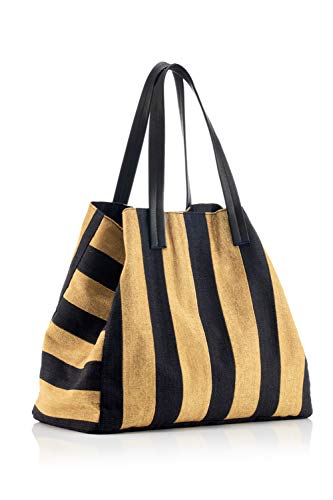 The Handbag Edit Large Tote, Damen Schultertasche, Mehrfarbig (Striped), 16x48x30 cm (W x H L) von The Handbag Edit