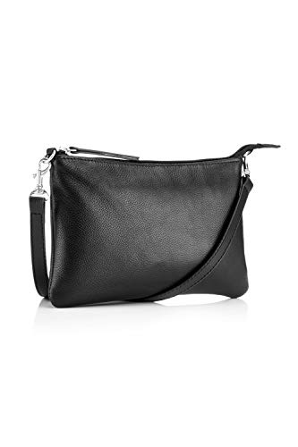 The Handbag Edit Small Crossbody, Damen Umhängetasche, Schwarz (Black Leather), 1x23.5x15 cm (W x H L) von The Handbag Edit
