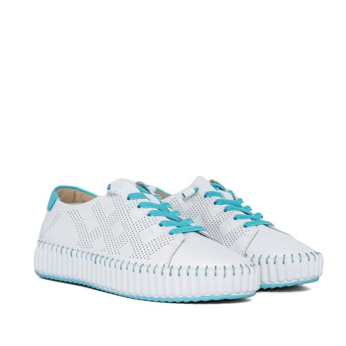 The Happy Monk Extra bequeme Leder-Sneaker mit rutschfester Sohle, hergestellt in Spanien - Mallorca, Aqua-Leder 004, 41 EU von The Happy Monk