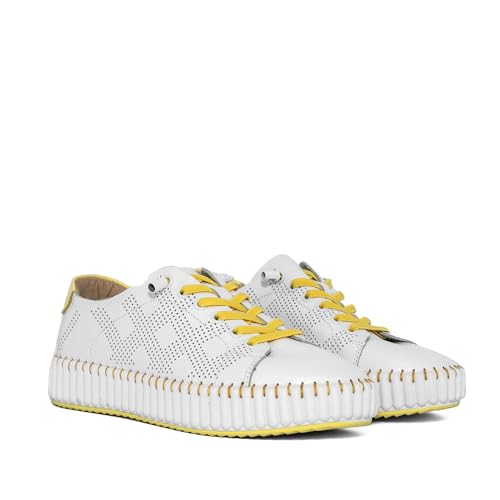 The Happy Monk Damen-Sneaker aus Leder, extra bequem, mit rutschfester Sohle, hergestellt in Spanien - Mallorca, Limonenleder 004, 36 EU von The Happy Monk