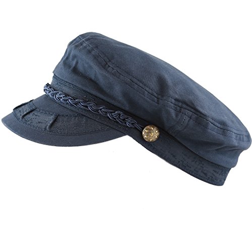 The Hat Depot Unisex Baumwollmütze Segelmütze im griechischen Fischer, Yacht-Stil - Blau - Small/Medium von The Hat Depot